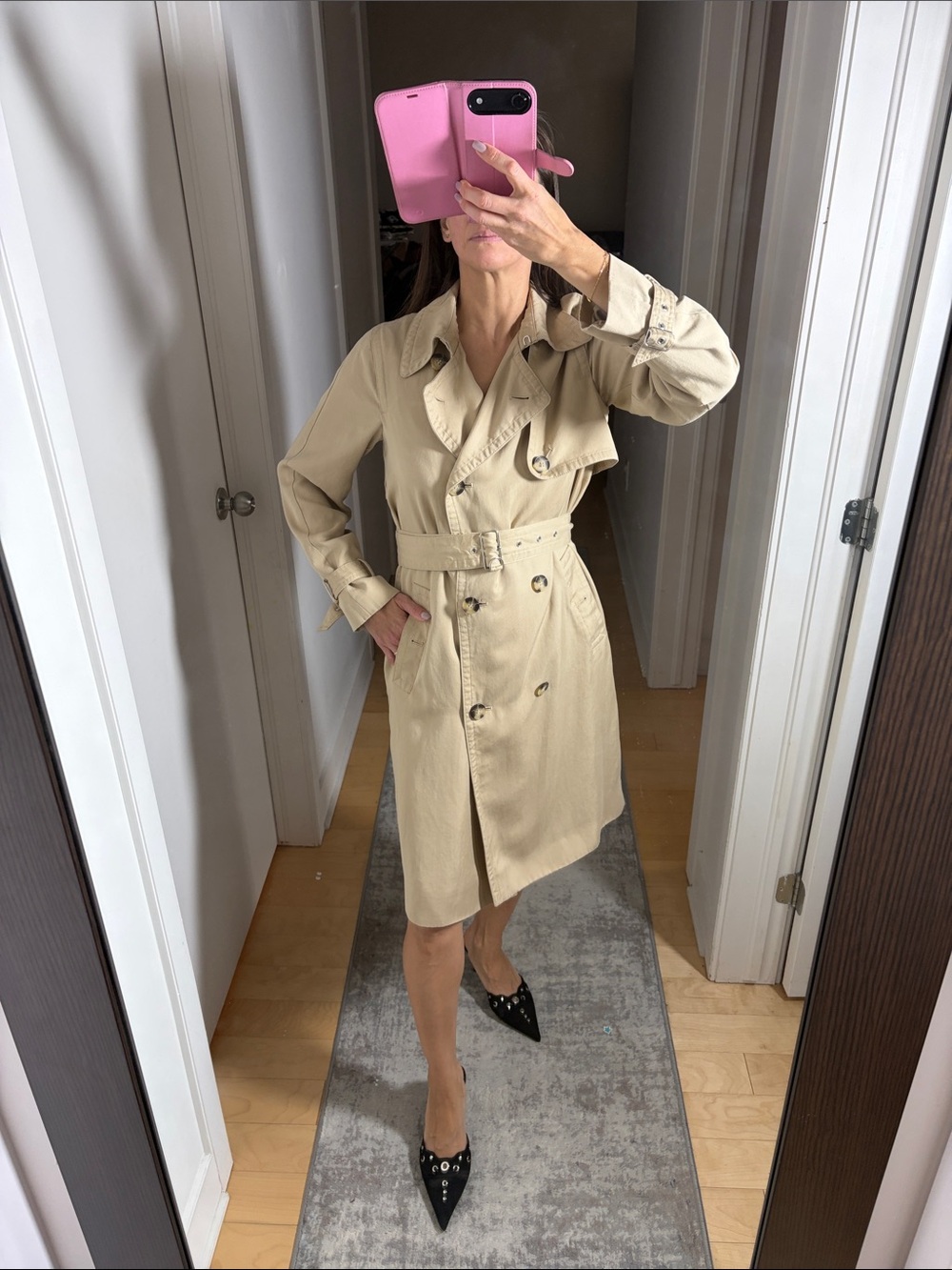 Club Monaco Beige Double-Breasted Trench Coat
